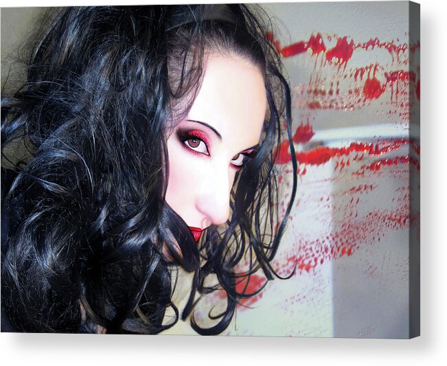 Long Black Hair Acrylic Print featuring the photograph Suspended in Secrets by Jaeda DeWalt