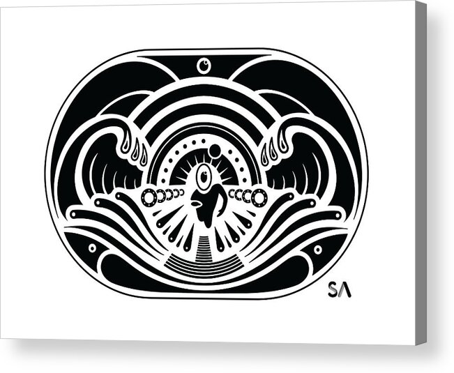 Black And White Acrylic Print featuring the digital art Swimmer by Silvio Ary Cavalcante