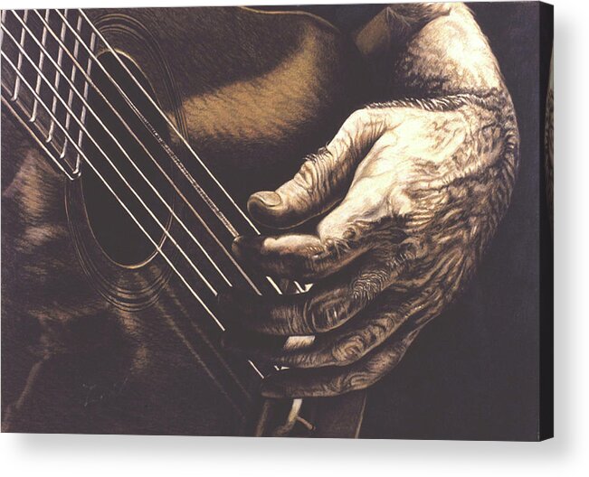 #symbiosis #term #applies #broadly #guitar #hand #humans #animals #interdependent# Acrylic Print featuring the drawing Symbiosis by June Pauline Zent