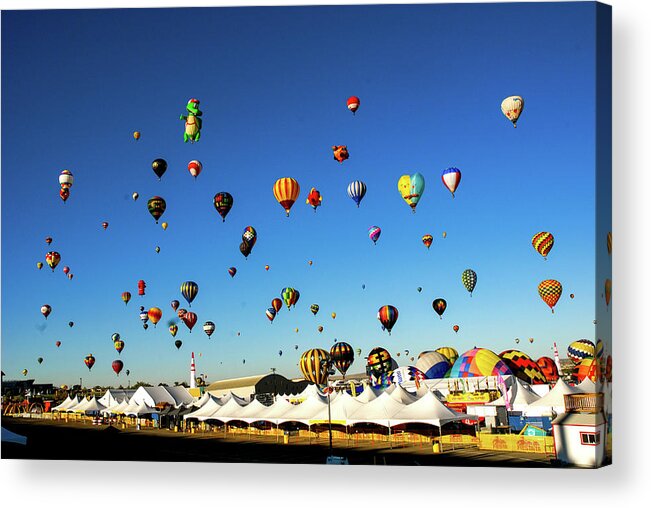 Albuquerque Acrylic Print featuring the photograph Rise - Albuquerque Hot Air Balloon Festival. New Mexico by Earth And Spirit