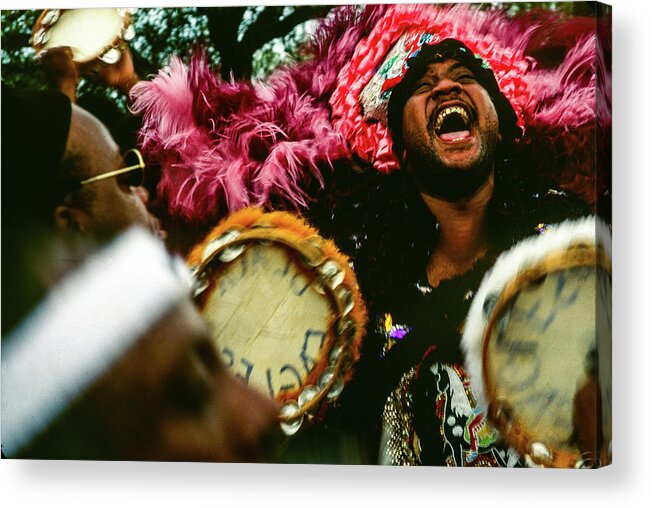 Mardi Gras Acrylic Print featuring the photograph The Big Chief - Mardi Gras Black Indian Parade, New Orleans by Earth And Spirit