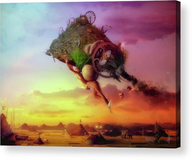Flying Acrylic Print featuring the digital art The Carnival is Over by Mario Sanchez Nevado