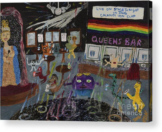 Lgbtq Acrylic Print featuring the painting The Gay scene is not what it once was by David Westwood