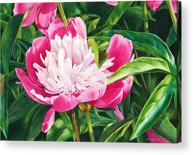Peony Acrylic Print featuring the painting The Queen of the Garden by Espero Art