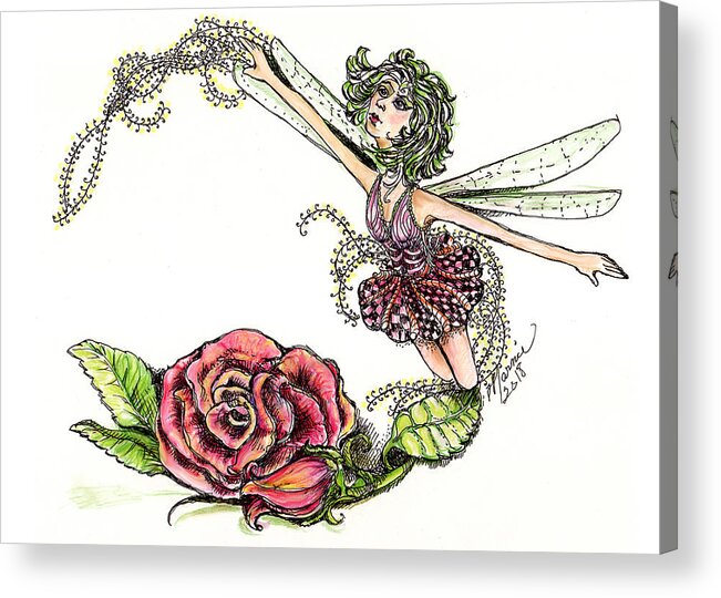 Farry Acrylic Print featuring the drawing The Rose by Marnie Clark
