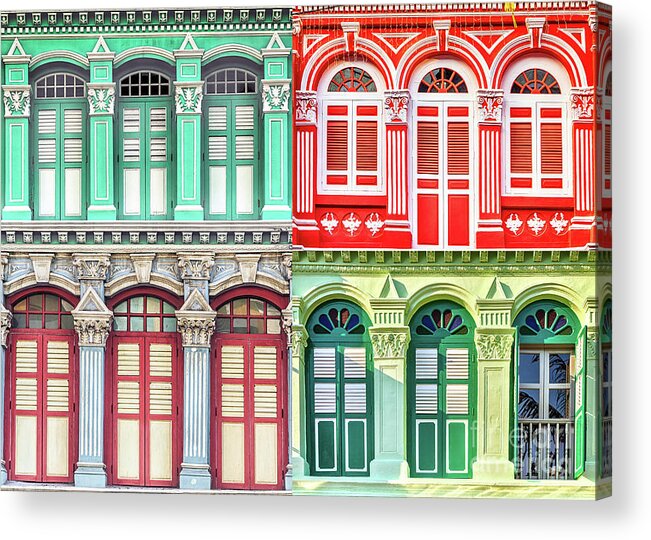 Singapore Acrylic Print featuring the photograph The Singapore Shophouse 10 by John Seaton Callahan