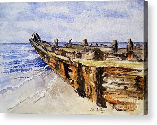 Watercolor Acrylic Print featuring the painting The Wrecks by Eileen Kelly