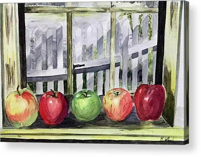 Fruit Acrylic Print featuring the painting An apple a day by Genevieve Holland