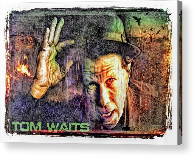 Tom Waits Acrylic Print featuring the digital art Tom Waits by Mal Bray