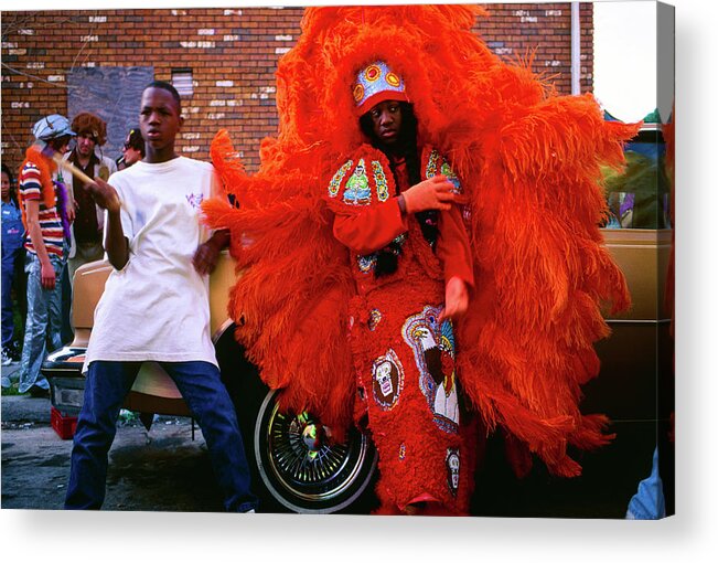 Mardi Gras Acrylic Print featuring the photograph Treme - Mardi Gras Black Indian Parade, New Orleans by Earth And Spirit