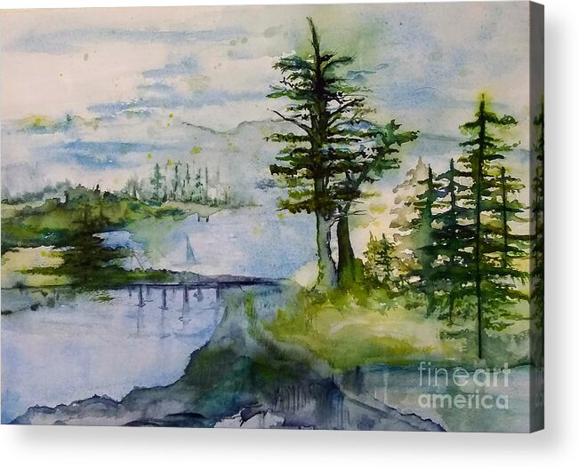 Water Acrylic Print featuring the painting Tribute-ary by Valerie Shaffer