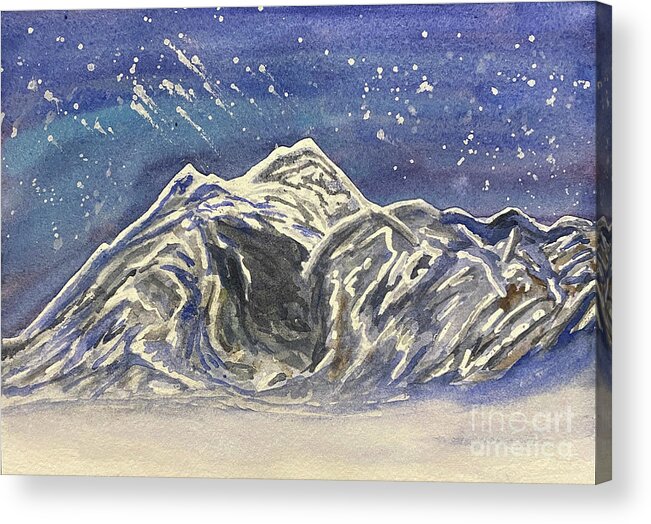 Mt Baker Acrylic Print featuring the painting Twilight Mountain by Lisa Neuman
