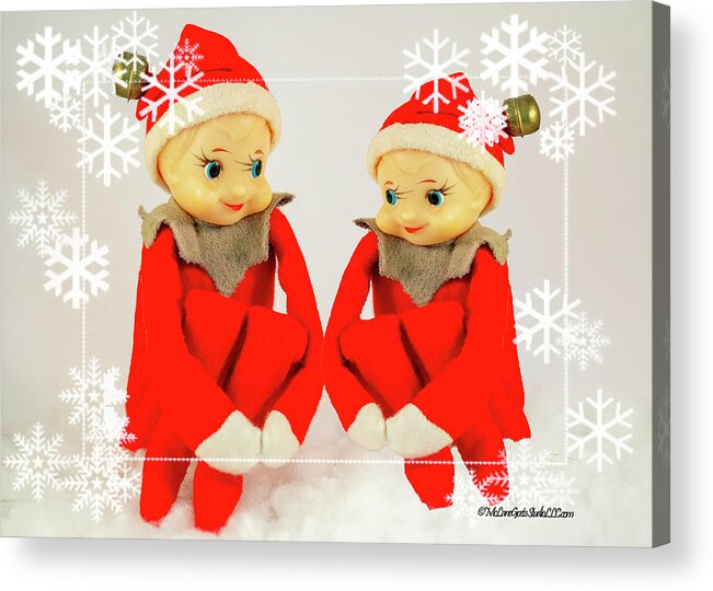 Elf Acrylic Print featuring the photograph Vintage Christmas Elves by LeeAnn McLaneGoetz McLaneGoetzStudioLLCcom