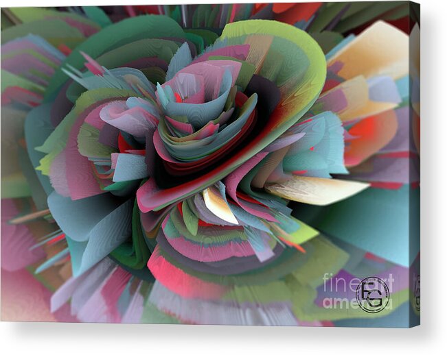 Multicolor Flower Acrylic Print featuring the mixed media Vision of Ubar Amuage by Elena Gantchikova
