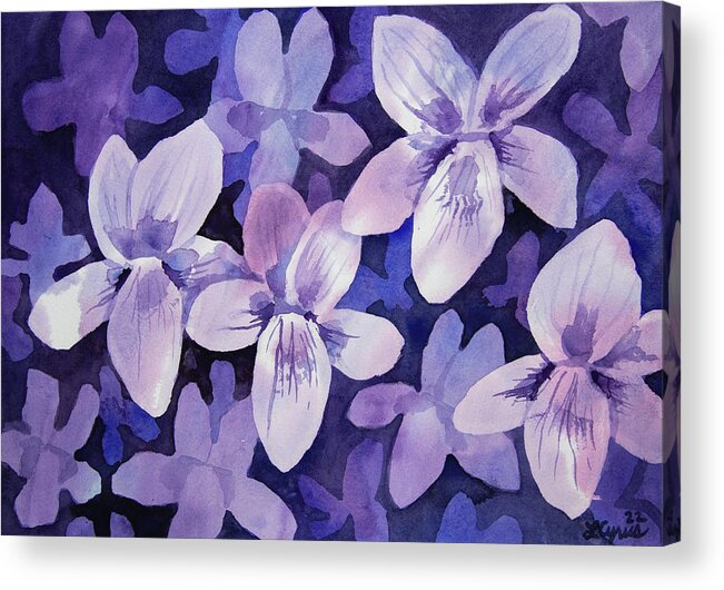 Design Acrylic Print featuring the painting Watercolor - Wild Violet Design by Cascade Colors