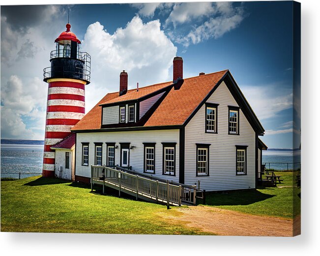 West Quoddy Head Acrylic Print featuring the photograph West Quoddy Lighthouse and Keeper's House by Ron Long Ltd Photography