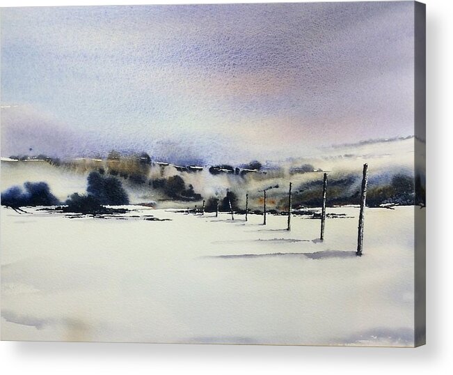 Snow Acrylic Print featuring the painting Wicklow Snowfalls by Roland Byrne