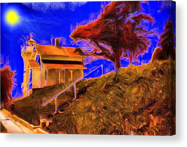 House Acrylic Print featuring the digital art Widow's Watch House on the Hill by Russel Considine