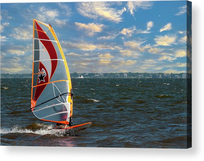 Wind Surfer Acrylic Print featuring the photograph Wind Sailing by Cathy Kovarik