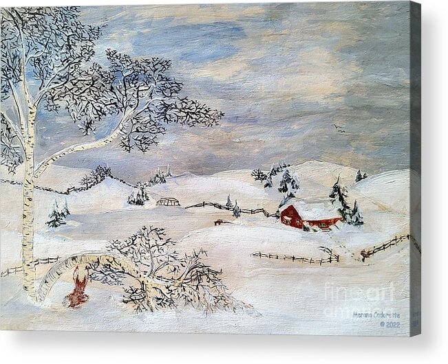 Winter Acrylic Print featuring the painting Winter Long Ago by Merana Cadorette