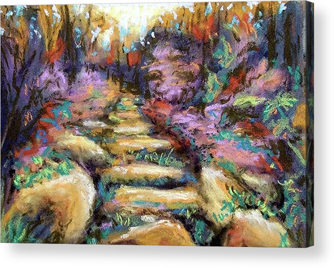  Acrylic Print featuring the painting Woodland Steps by Sharon Bechtold