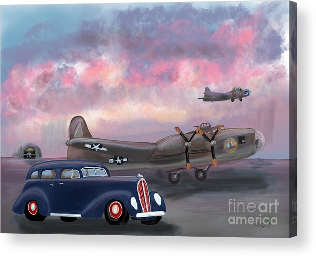 Wwii Acrylic Print featuring the digital art WWII Airfield at Sunset by Doug Gist