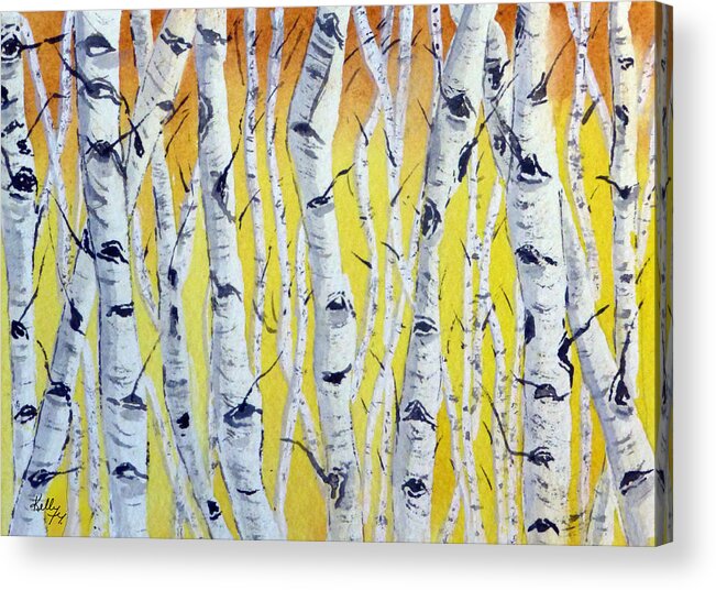 Birch Trees Acrylic Print featuring the painting Yellow Birch by Kelly Mills