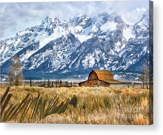 Yellowstone Acrylic Print featuring the photograph Yellowstone Barn by Sharon Foster