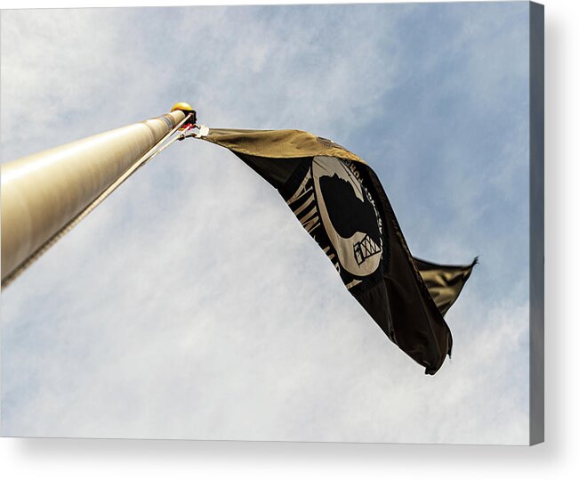 Flag Acrylic Print featuring the photograph You Are Not Forgotten - POW MIA Flag 2 by Amelia Pearn
