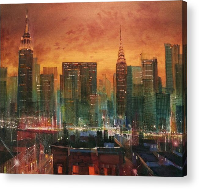 Chrysler Building Acrylic Print featuring the painting New York the Emerald City by Tom Shropshire