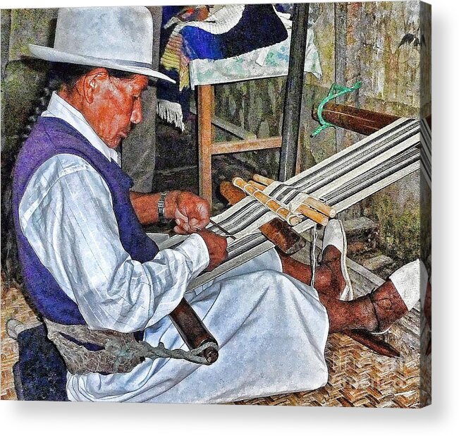 Julia Springer Acrylic Print featuring the photograph Backstrap loom - Ecuador by Julia Springer
