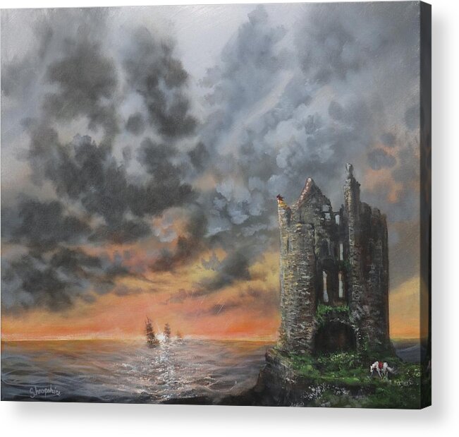 Scotland Acrylic Print featuring the painting Into the Sun by Tom Shropshire