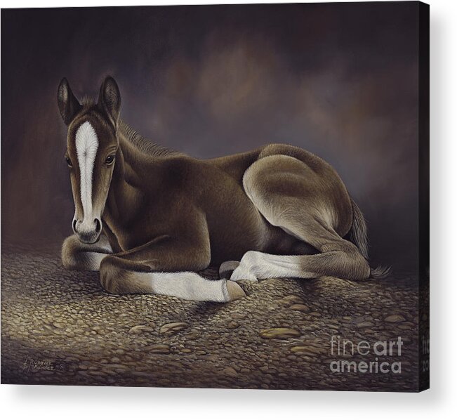 Horses Acrylic Print featuring the painting Lucky by Ricardo Chavez-Mendez