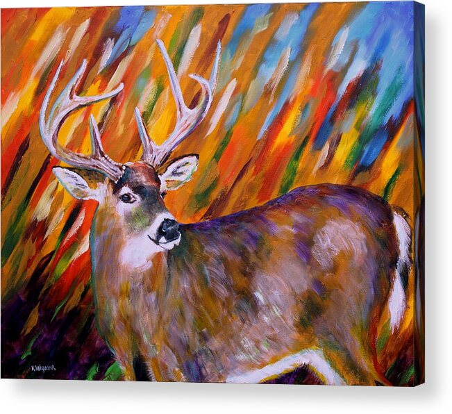 Deer Acrylic Print featuring the painting Buck Late Fall by Karl Wagner