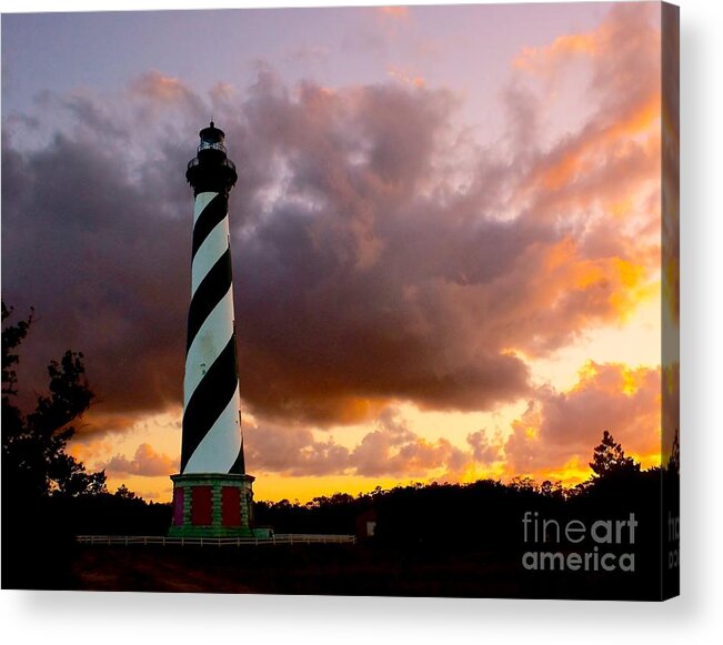 Lighthouse Acrylic Print featuring the photograph Cape Hatteras Sunset by Nick Zelinsky Jr