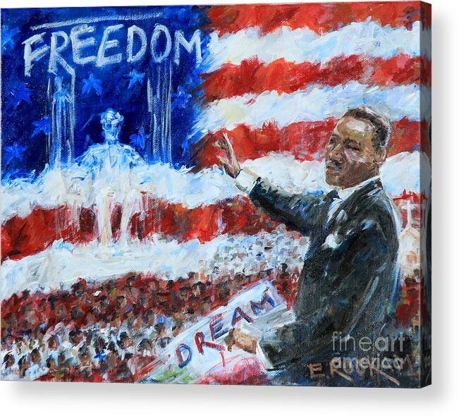 Martin Luther King Acrylic Print featuring the painting Dreams of Freedom by Elizabeth Roskam