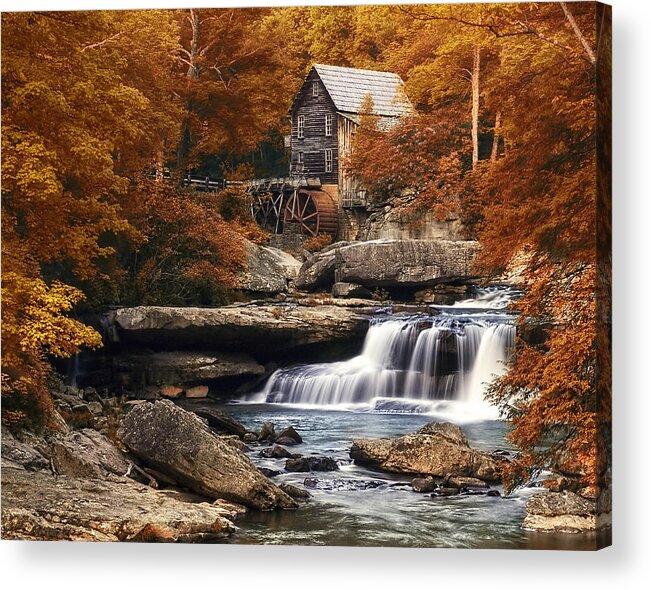 Glade Creek Mill Acrylic Print featuring the photograph Glade Creek Mill in Autumn by Tom Mc Nemar