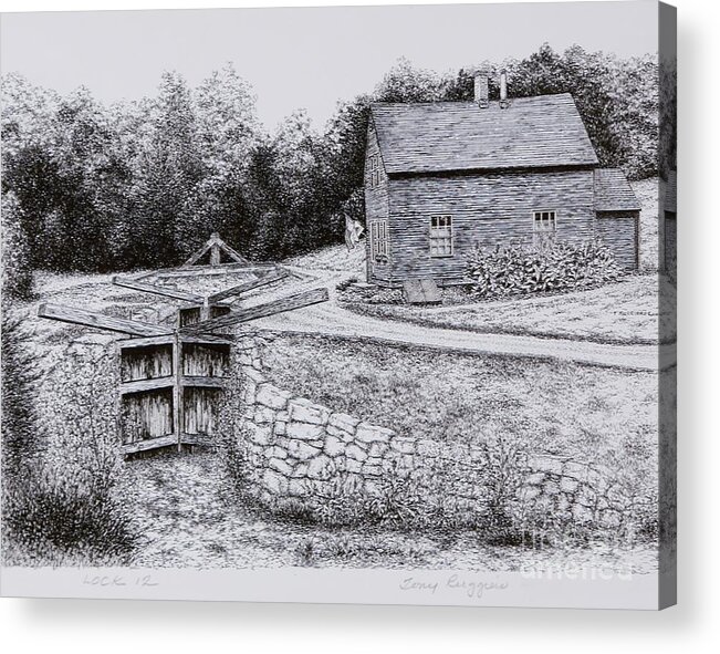 Lock 12 Acrylic Print featuring the painting Lock 12 by Tony Ruggiero