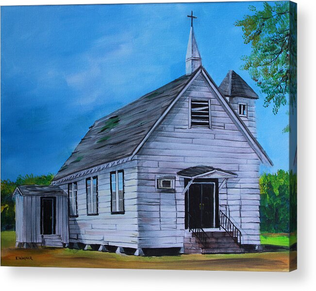 Mississippi Acrylic Print featuring the painting Marsh Berea Church Leflore County MS by Karl Wagner