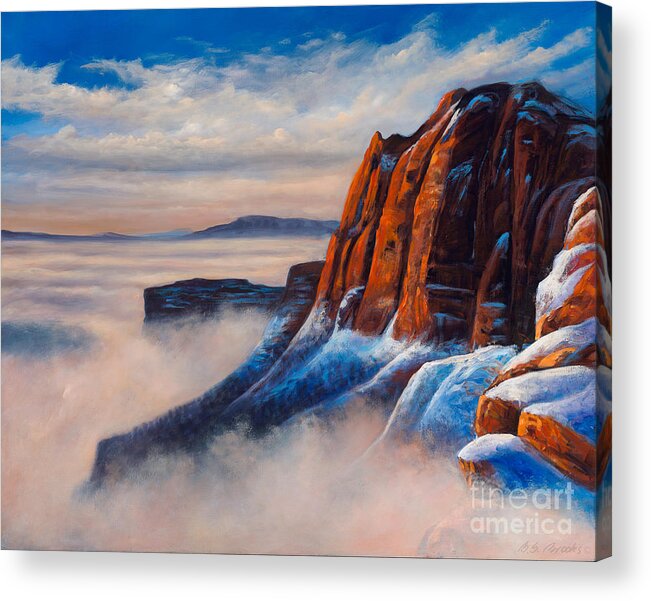 Southwest Acrylic Print featuring the painting Mountains In The Mist by Birgit Seeger-Brooks