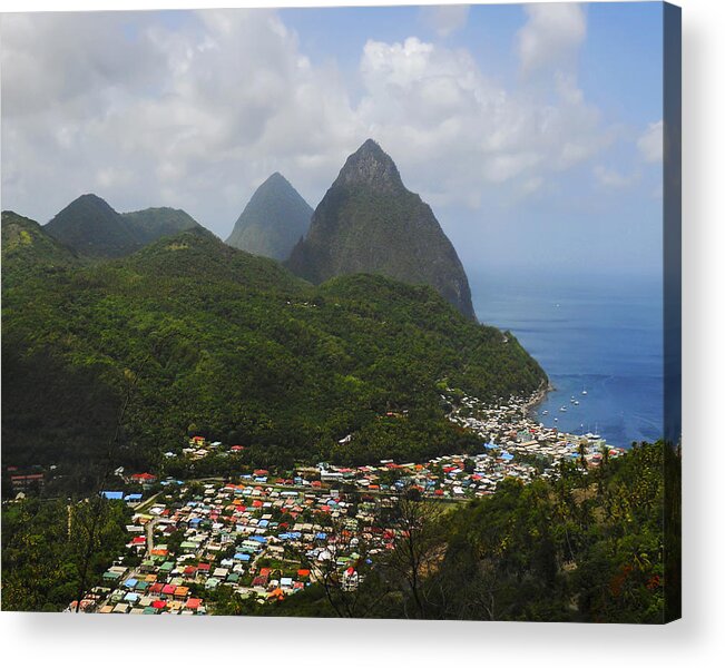 St. Lucia Acrylic Print featuring the photograph The Pitons and Soufriere by Joe Winkler