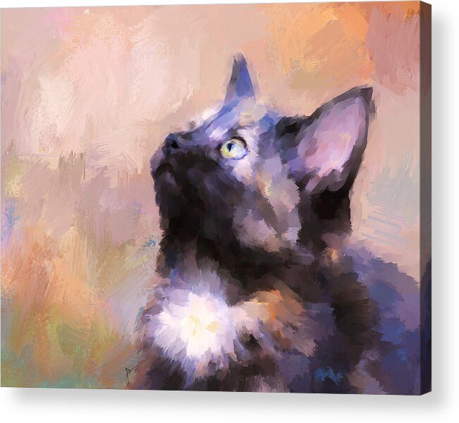 Kitten Acrylic Print featuring the painting Tortoiseshell Kitten #3 by Jai Johnson