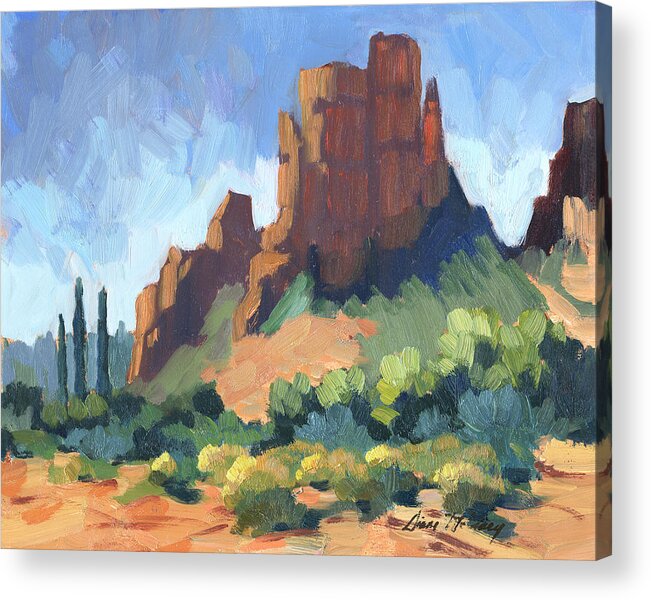 Cathedral Rock Acrylic Print featuring the painting View of Cathedral Rock Sedona by Diane McClary