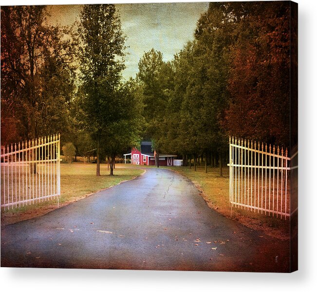 Autumn Acrylic Print featuring the photograph Barn Behind the Gate by Jai Johnson