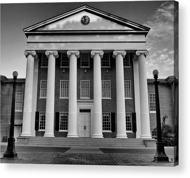 Lyceum Acrylic Print featuring the photograph Ole Miss Lyceum Black and White by Joshua House