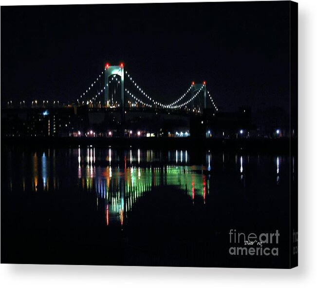 Bridge Acrylic Print featuring the digital art Throggs Neck Bridge by Dale  Ford