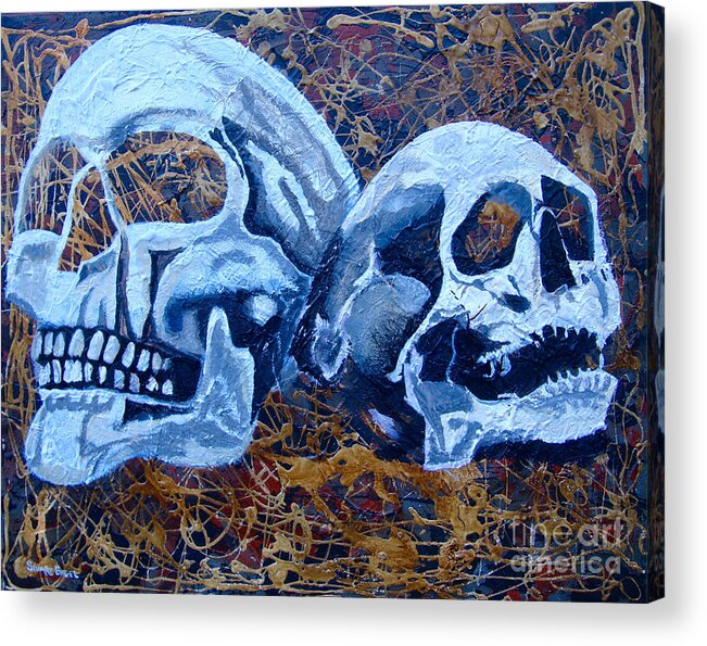 Skull Acrylic Print featuring the painting Anniversary by Stuart Engel