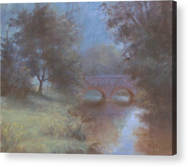 Landscape Acrylic Print featuring the painting Bridge Out Of Time by Bill Puglisi