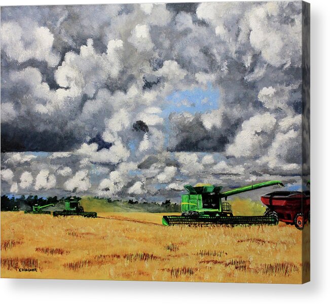 Harvest Acrylic Print featuring the painting Bringing In the Last of the Harvest by Karl Wagner