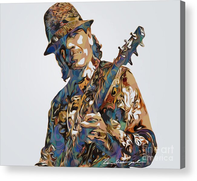 Carlos Santana Acrylic Print featuring the digital art Carlos Santana by Tim Wemple